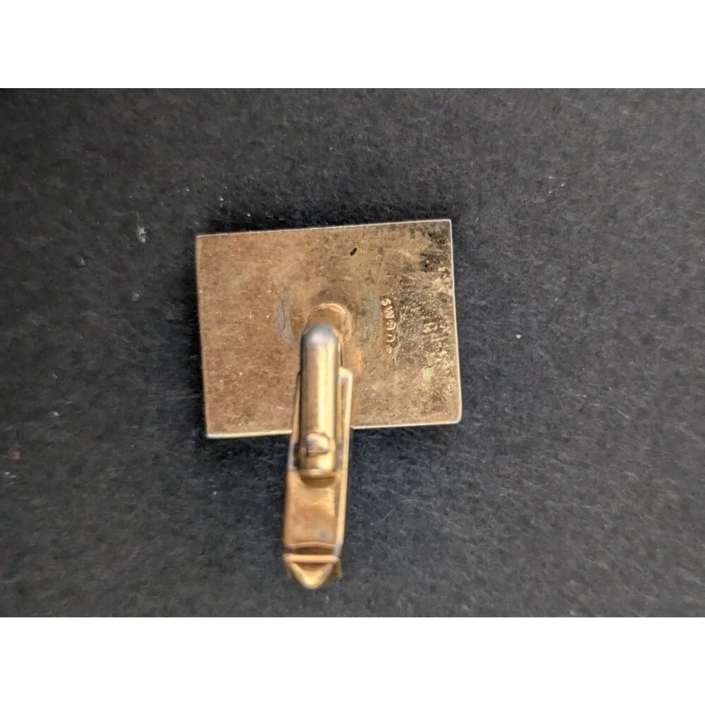 Vintage Swank Gold Tone Leather Cufflinks featuring alligator leather inset